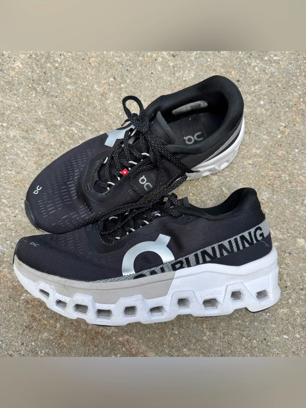 On Running Cloud Monster Shoes Women 11 Athletic Black White Active Sneaker
